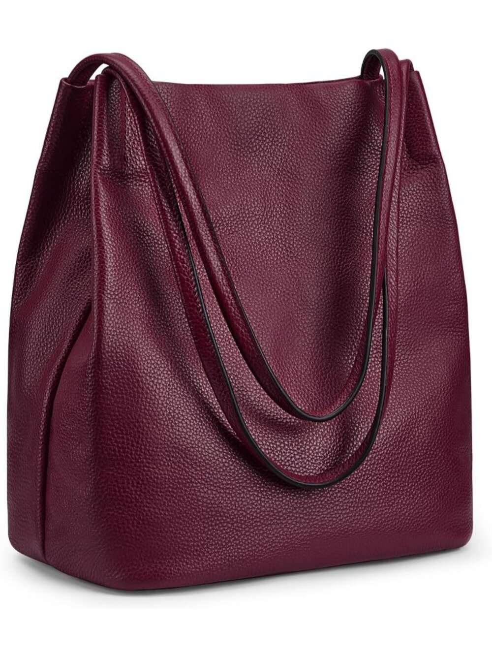 Women's Dark Purple Genuine Leather Shoulder Bag With 5 pockets and Top Magnetic
